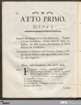 Atto Primo. / Erste Abhandlung.