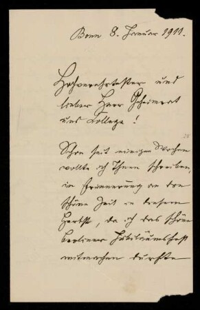 Brief von Carl Crome an Otto von Gierke, Bonn, 8.1.1911