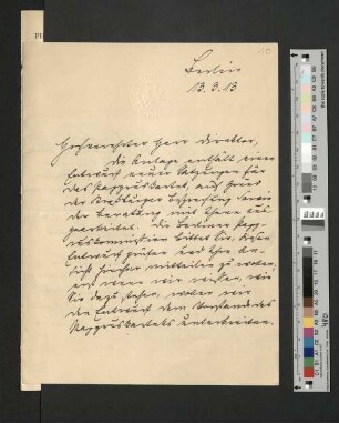 Brief von Prof. Schubart an Prof. Dr. Münzel, Berlin