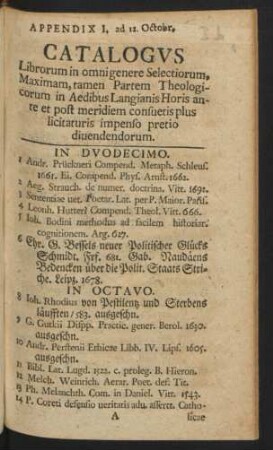Appendix I, ad 12. Octobr.