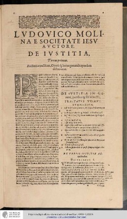 Lvdovico Molinae Societate Iesv Avctore. De Iustitia, Et Iure primus.