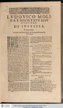 Lvdovico Molinae Societate Iesv Avctore. De Iustitia, Et Iure primus.