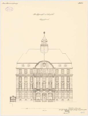 Amtsgericht, Elberfeld: Aufriss Hauptansicht 1:100