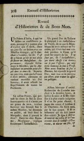 Recueil d´Historiettes & de Bons Mots.
