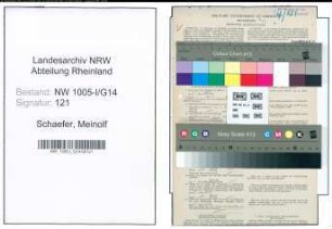 Entnazifizierung Meinolf Schaefer , geb. 09.01.1901 (Postschaffner)