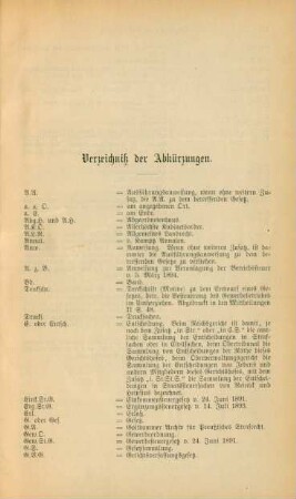 Verzeichniß der Abkürzungen