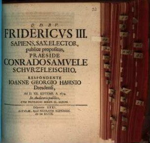 De Friderico III. Sapiente, Sax. Elect. disp.