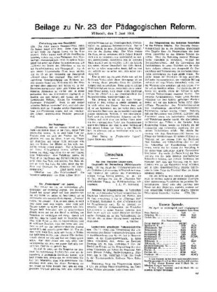 Unsere Spende : Beilage zu Nr. 23 der Pädagogischen Reform