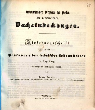 Jahresbericht über die königlichen technischen Lehranstalten in Augsburg. 1852/53