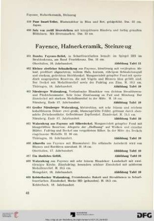 Fayence, Hafnerkeramik, Steinzeug (Nr. 461-500)