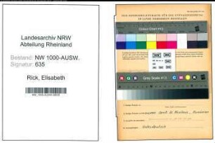 Entnazifizierung Elisabeth Rick, geb. 25.12.1910 ()