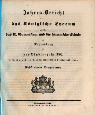 Jahres-Bericht. 1857/58