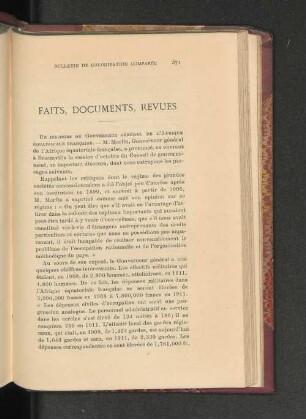 faits, documents, revues
