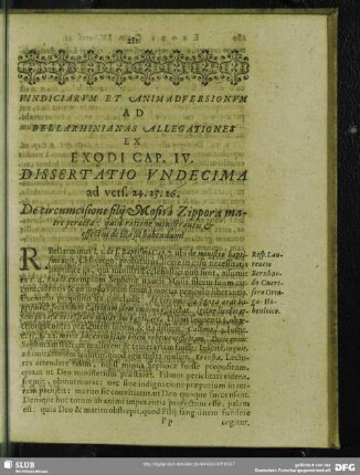 Dissertatio Undecima