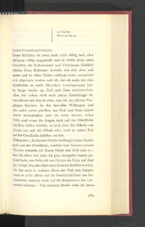 An Fritz Jacobi Wandsbeck, den 16. Januar 1792