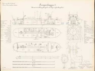 Pumpenbagger I der Wasserbauinspektion, Emden: Saugrohr: Schnitte 1:100, 1:50, 1:25
