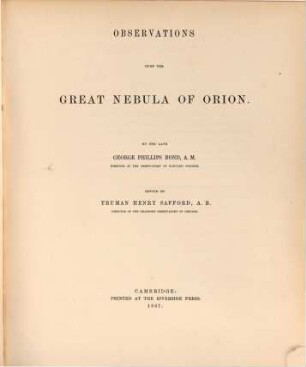 Observations upon the great nebula of Orion