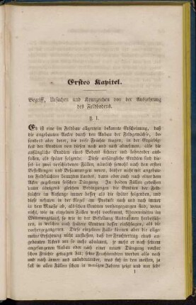 Erstes Kapitel. Begriff, Ursachen und Kennzeichen von der Auszehrung des Feldbodens.