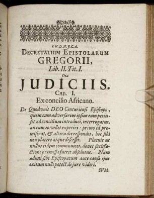 Decretalium Epistolarum Gregorii, Lib. II. Tit.I. De Judiciis.