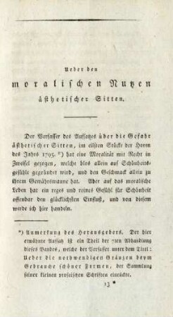 Ueber den moralischen Nutzen ästhetischer Sitten