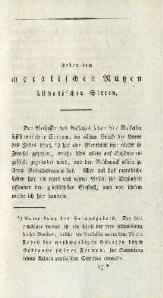 Ueber den moralischen Nutzen ästhetischer Sitten