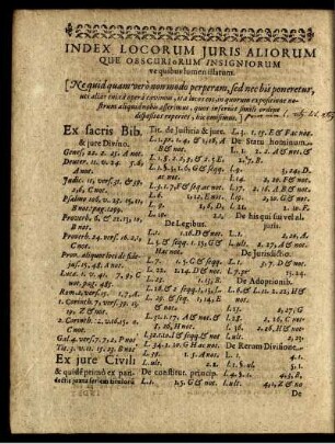 Index Locorum Juris Aliorum Que Obscuriorum Insigniorum ve quibus lumen illatum