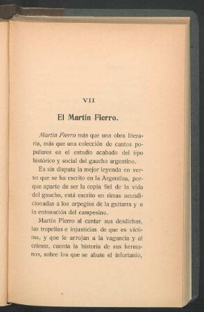 VII. El Martín Fierro.