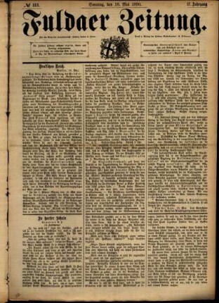 Erste Ausgabe vom Sonntag, den 18. Mai 1890.