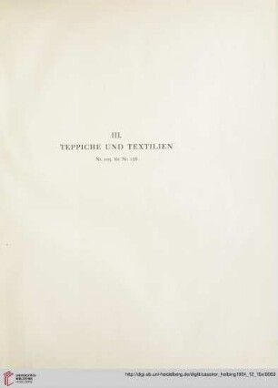 III. Teppiche und Textilien (Nr. 103-136)