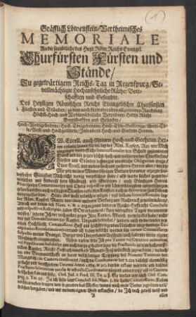 Gräfflich Löwenstein-Wertheimisches Memoriale