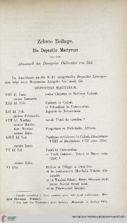 Zehnte Beilage: Die Depositio Martyrum