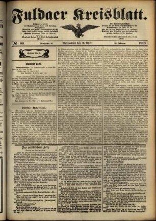 Erste Ausgabe vom Samstag, den 16. April 1910.