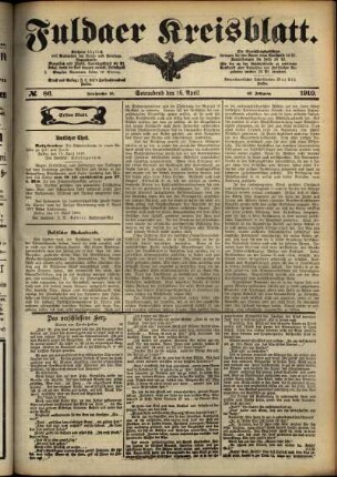 Erste Ausgabe vom Samstag, den 16. April 1910.