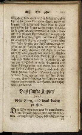 Das fünfte Kapitel handelt vom Eisen, und was dabey zu thun.