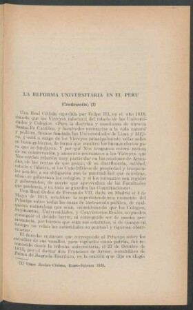 La reforma universitaria en el Perú - (conclusión)
