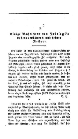 Einige Nachrichten von Pestalozzi's Lebensumständen und seiner Methode