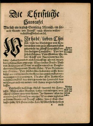 Die Christliche Haustafel.