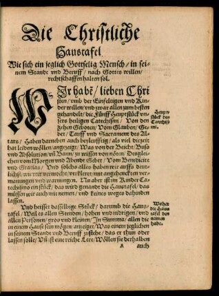 Die Christliche Haustafel.