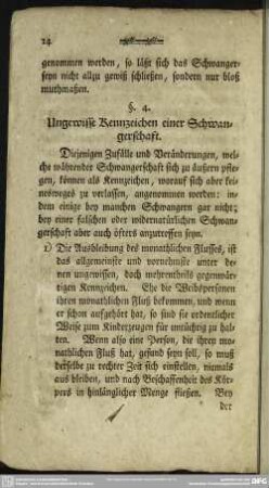 §. 4. Ungewisse Kennzeichen einer Schwangerschaft