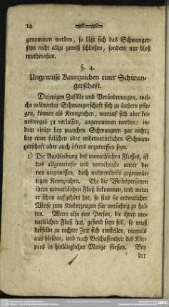 §. 4. Ungewisse Kennzeichen einer Schwangerschaft