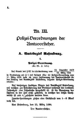 Tit. III. Polizeiverordnungen der Amtsvorsteher