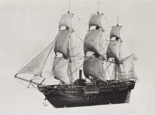 Modell der Savannah, 1. Dampfschiff, das den Atlantik überquerte 1819