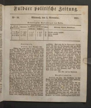 Mittwoch, den 2. November. 1831