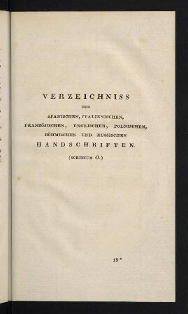291-336, Verzeichnis der spanischen , italienischen, französischen, englischen, polnischen, böhmischen und russischen Handschriften