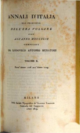 Annali d'Italia dal principio dell'era volgare sino all'anno MDCCXLIX, 10. Dall'anno 1106 all'anno 1219