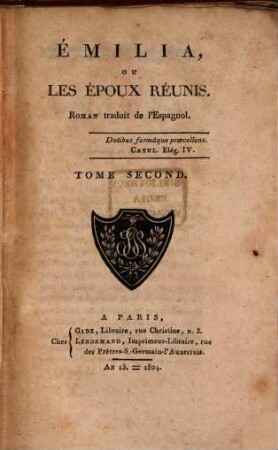 Emilia ou les époux réunis : roman traduit de l'Espagnol, 2