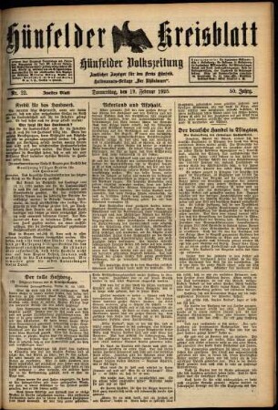 Zweite Ausgabe vom Donnerstag, den 19. Februar 1925.