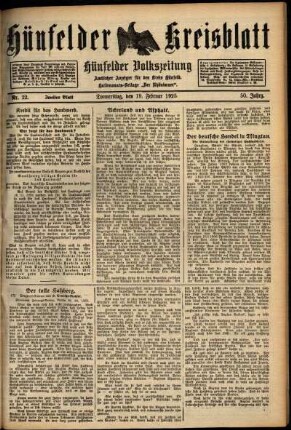 Zweite Ausgabe vom Donnerstag, den 19. Februar 1925.