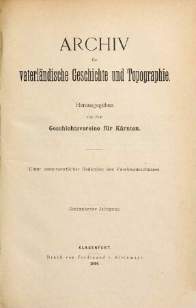 Archiv für vaterländische Geschichte und Topographie. 17, 17. 1894