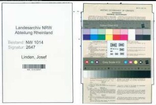 Entnazifizierung Josef Linden , geb. 01.07.1878 (Versicherungsagent)